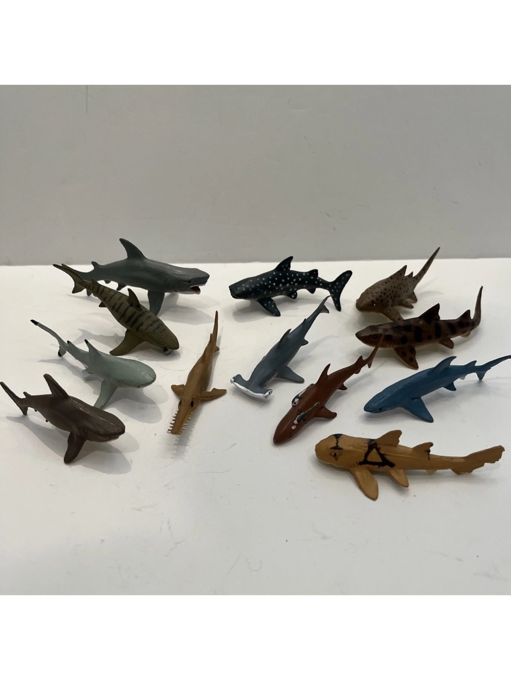 K&M International Shark Toy Lot of 12 PVC Figurine 3” Marine Tiger Leopard Lemon